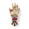 Halloween Theme Rhinestone Skeleton Hand Brooch Pin JEWB-F018-01AG-1