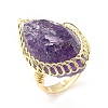 Natural Amethyst Horse Eye Wrapped Adjustable Ring G-D458-03G-07-RS-4