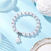 Natural Rose Quartz Cross Charm Bracelets BJEW-JB12259-01-1