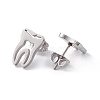 Non-Tarnish 304 Stainless Steel Tooth Shape Stud Earrings for Men Women EJEW-C044-01P-2