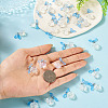 30Pcs Transparent Glass Flower Pendants with Deep Sky Blue Acrylic Leaf PALLOY-TAC0241-7