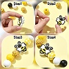 Bees Themed Printed Wood Beads Sets WOOD-YW0001-21-4