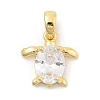 Rack Plating Leaf Brass Clear Cubic Zirconia Pendants KK-S407-13G-A-1