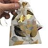 Gold Stamping Leaf Organza Printed Gift Bags with Drawstring PW-WGCD8B4-03-1