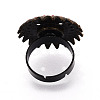 Adjustable Flower Alloy & Iron Rhinestone Bezel Cup Ring Base with Rotatable Tray MAK-T012-04AB-3