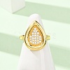 Brass Micro Pave Cubic Zirconia Cuff Open Rings CU-CBAB3AD-14G-2