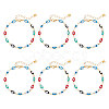 Brass Enamel Evil Eye Link Bracelets BJEW-NB0001-03-1