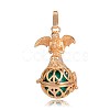 Golden Plated Brass Hollow Round Cage Pendants KK-J251-09G-1