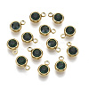 PVD Vacuum Plating 201 Stainless Steel Rhinestone Charms STAS-S068-05G-2