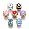 Brass with Cubic Zirconia Rhombus European Beads ZIRC-N039-173-NF-2