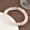 Column Natural Rose Quartz Beads Stretch Bracelets for Women Men BJEW-A148-01A-25-3