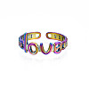 Ion Plating(IP) Rainbow Color 304 Stainless Steel Word Love Open Cuff Ring for Women RJEW-S405-262M-2