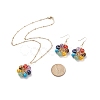 Natural & Synthetic Mixed Gemstones Flower Dangle Earrings and Pendant Necklace SJEW-JS01259-2