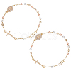 2Pcs Brass Beads Link Bracelets BJEW-GO0001-33-1