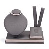 Wooden Clovered with PU Leather Jewelry Displays ODIS-F005-02E-2