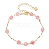 Cherry Quartz Glass Beads Link Bracelets BJEW-JB12777-2