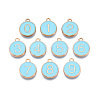 Light Gold Plated Alloy Enamel Charms ENAM-T010-05G-01-1