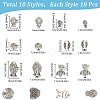 100Pcs 10 Styles Tibetan Style Alloy Beads TIBEB-SC0001-33-2