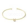Rack Plating Brass Micro Pave Clear Cubic Zirconia Letter Open Cuff Bangles BJEW-A018-01G-U-2