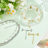 4Pcs 2 Colors Brass Micro Pave Clear Cubic Zirconia Ends with Chains FIND-BBC0005-22A-4
