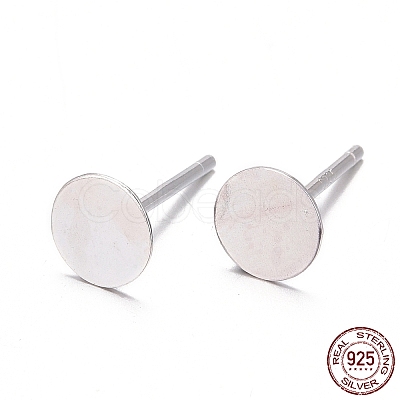 925 Sterling Silver Flat Pad Stud Earring Findings STER-K167-045E-S-1