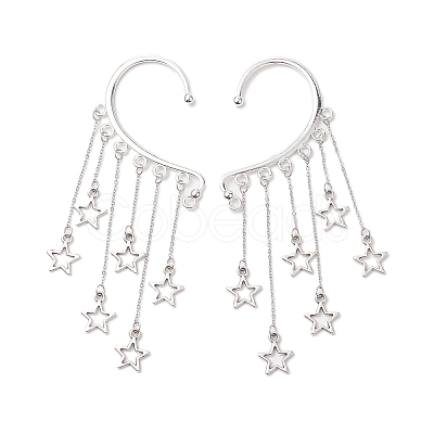 Star Tibetan Style Alloy Cuff Earrings for Women EJEW-TA00525-1