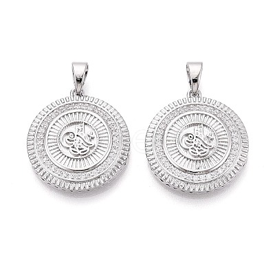 Brass Pave Clear Cubic Zirconia Pendants KK-T081-09P-1