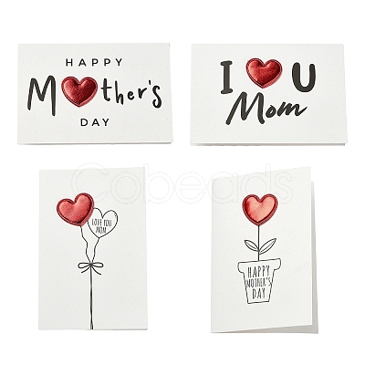 4Pcs 4 Styles Kraft Paper Greeting Cards AJEW-FS0001-29-1