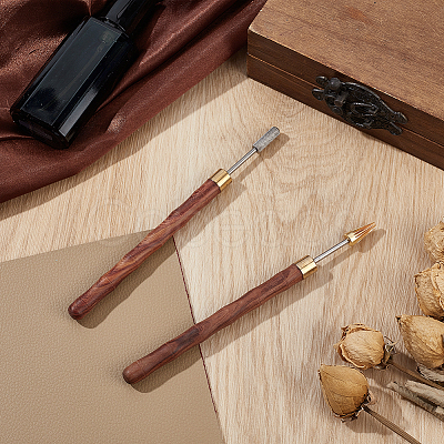 2Pcs 2 Styles Stainless Steel Leather Edge Oil Pen TOOL-NB0002-29A-1
