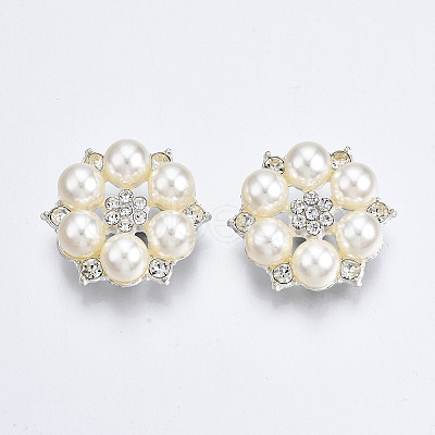 Alloy Rhinestone Shank Buttons PALLOY-T066-41S-RS-1