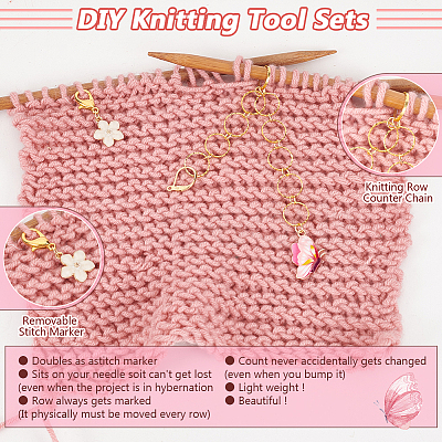 Brass Ring Knitting Row Counter Chains HJEW-NB00116-1