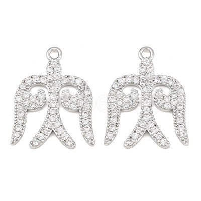 Brass Micro Pave Clear Cubic Zirconia Pendants CU-CBA7BFE-02B-P-1
