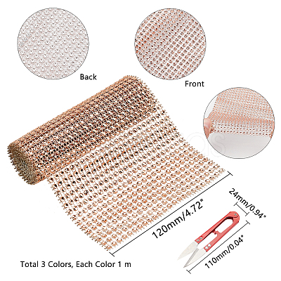 24 Rows Plastic Mesh Rhinestone Trimming DIY-PH0001-25-1