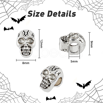 DICOSMETIC 50Pcs Skull Alloy European Beads FIND-DC0002-63-1