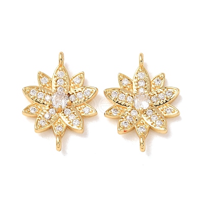 Brass Micro Pave Clear Cubic Zirconia Connector Charms CU-CBA4579-05G-C-1