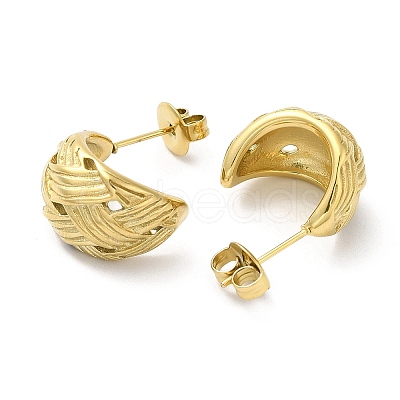 304 Stainless Steel Crescent Moon Stud Earrings EJEW-I286-04G-1
