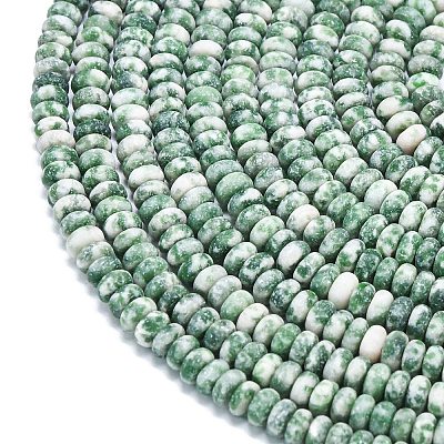 Natural Green Spot Jasper Beads Strands G-P575-A45-4x2mm-1