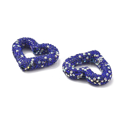 Heart Shape Polymer Clay Rhinestone Beads CLAY-NH0001-09B-07-1