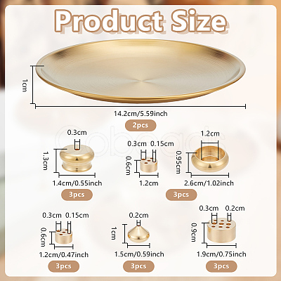 15Pcs 5 Styles Mini Brass Incense Holder AJEW-OC0015-98-1