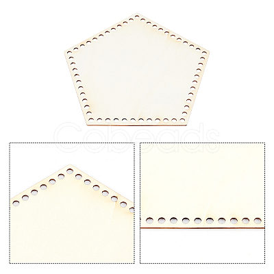 2Pcs Pentagon Wooden Basket Bottoms WOOD-PH0001-84-1