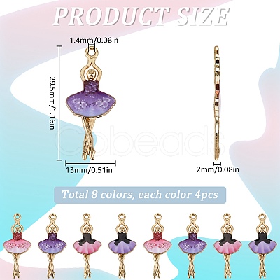 32Pcs 8 Colors Printed Alloy Pendants ENAM-SC0005-39-1