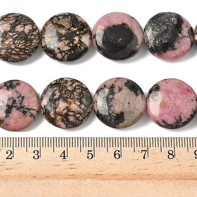 Natural Flat Round Rhodonite Beads Strands G-L246-10-1