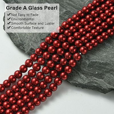 Eco-Friendly Dyed Glass Pearl Round Beads Strands HY-A008-6mm-RB038-1