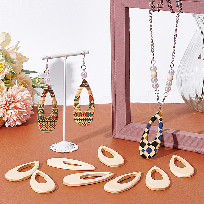 2 Sets Hollow Wooden Big Pendants WOOD-PH0002-28-1