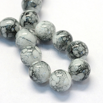 Baking Paint Glass Round Bead Strands X-DGLA-Q019-8mm-42-1
