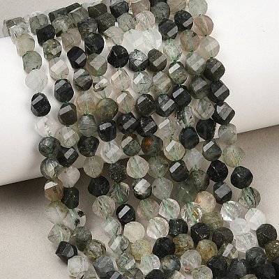 Natural Green Rutilated Quartz Beads Strands G-P611-C23-01-1