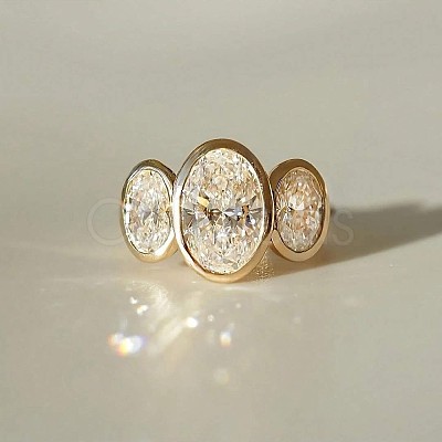 Oval Brass Pave Clear Cubic Zirconia Finger Rings FS-WGDCBD8-03-1