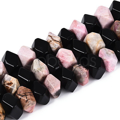 Natural Obsidian & Rhodonite Beads Strands G-N358-01A-04-1
