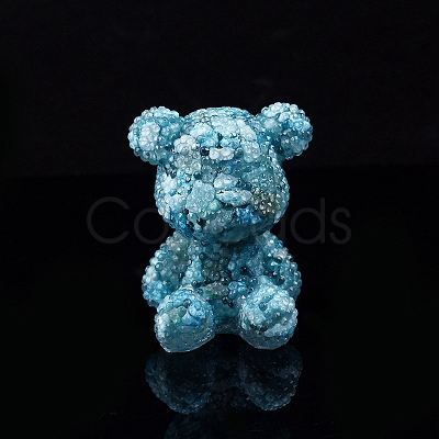 Bear Resin with Natural Amazonite Chips Inside Display Decorations PW-WG35709-07-1