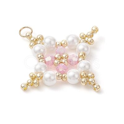 Glass Seed Beaded Star Pendants PALLOY-MZ01165-01-1